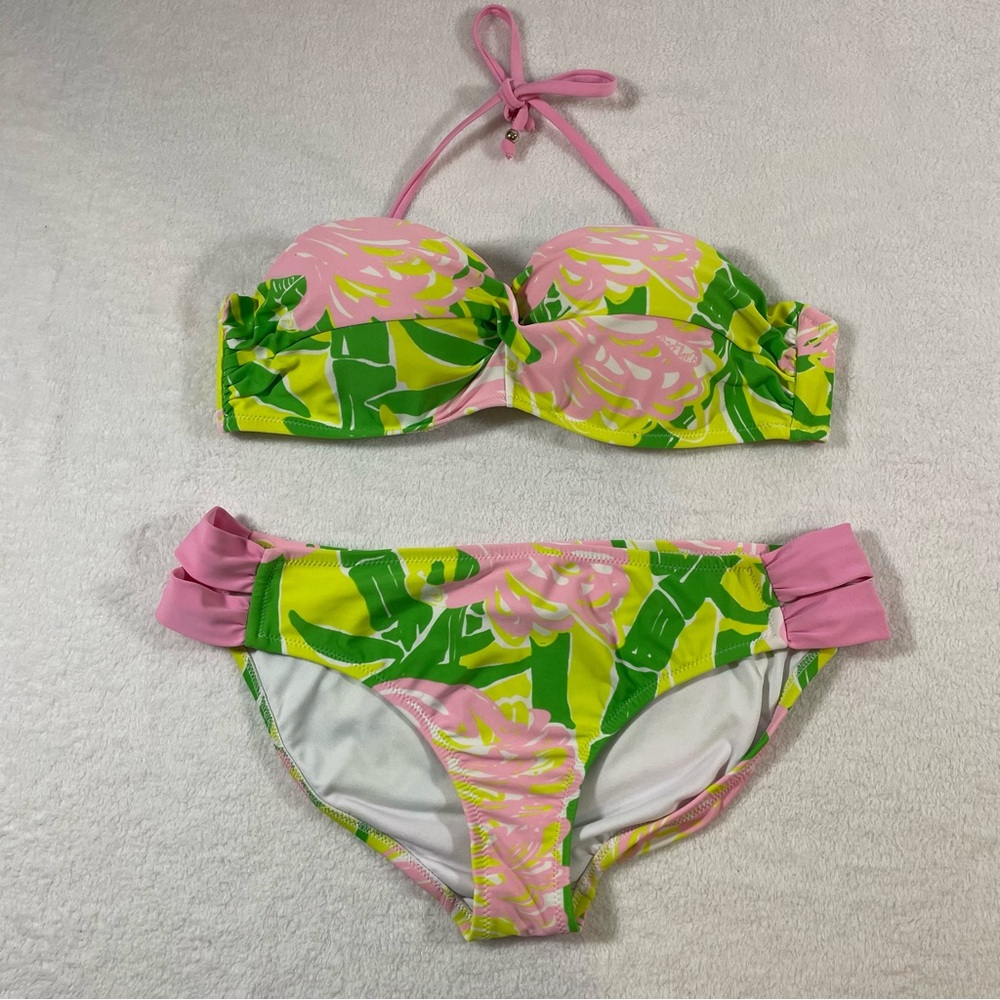 Lilly Pulitzer Bikini Fan Dance Pink and Green